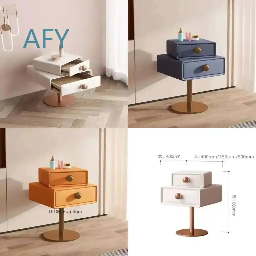 Nordic Nightstand for Bedroom Furniture Modern Luxury Storage Night Table for European Style Dormitorio Girl Room Rotate
