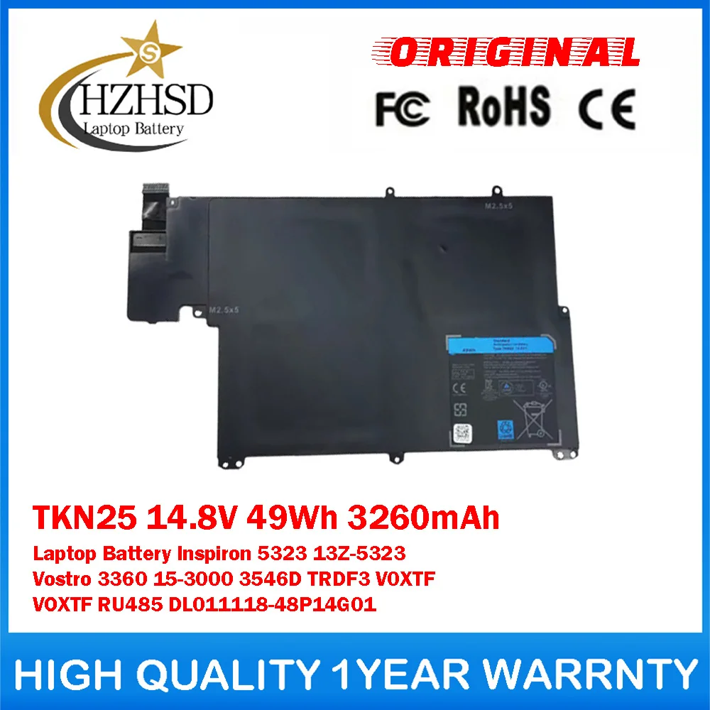 TKN25 14.8V 49Wh Genuine Original Laptop Battery For DELL Inspiron 5323 13Z-5323 Vostro 3360 15-3000 3546D TRDF3 V0XTF VOXTF