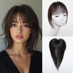100% Real Human Hair Toppers with Bangs 360° Full Coverage for Thin Hair  Clips in Topper Hairpiece Natural Black Hairpieces