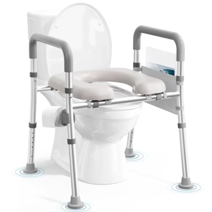 

Toilet Seat Riser for Seniors, FSA HSA Eligible Raised Toilet Seat with Handles, Adjustable Height and Width, 400lb Handicap El