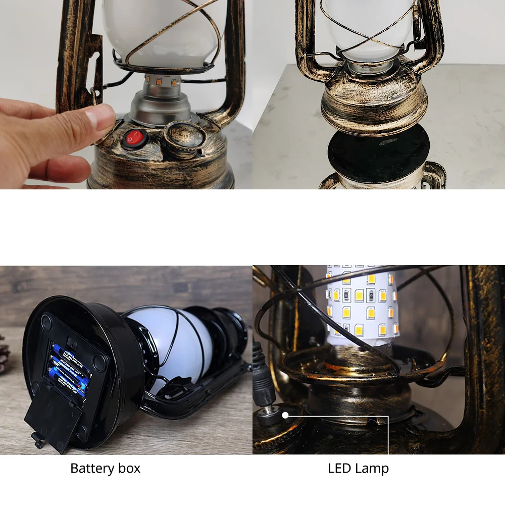 LED Vintage Lantern Flickering Flame 1PC Handheld Oil Lamp Retro Kerosene lamp Camping Light Flame Light Lantern Outdoor Indoor