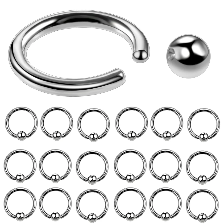 10PC Titanium Captive Bead Ring 20G 14G Ball Closure Ring Septum Piercing Nose Ring Women Ear Cartilage Tragus Piercing Jewelry