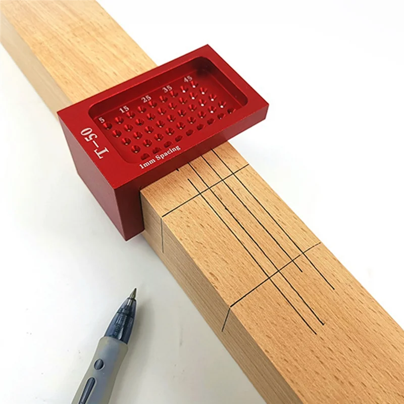 A73P T50 Woodworking Scribing Ruler Hole Ruler Aluminum Alloy T-Shaped Ruler Woodworking Scriber
