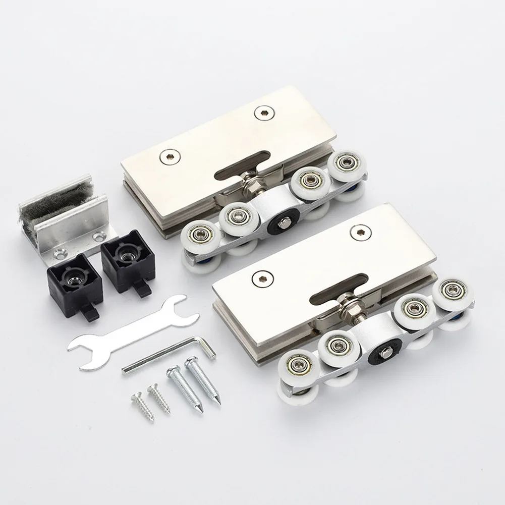 Frameless Tempered Glass Sliding Door Hanging Wheel Sliding Door Pulley Bearing Capacity 150KG Rail Door Accessories