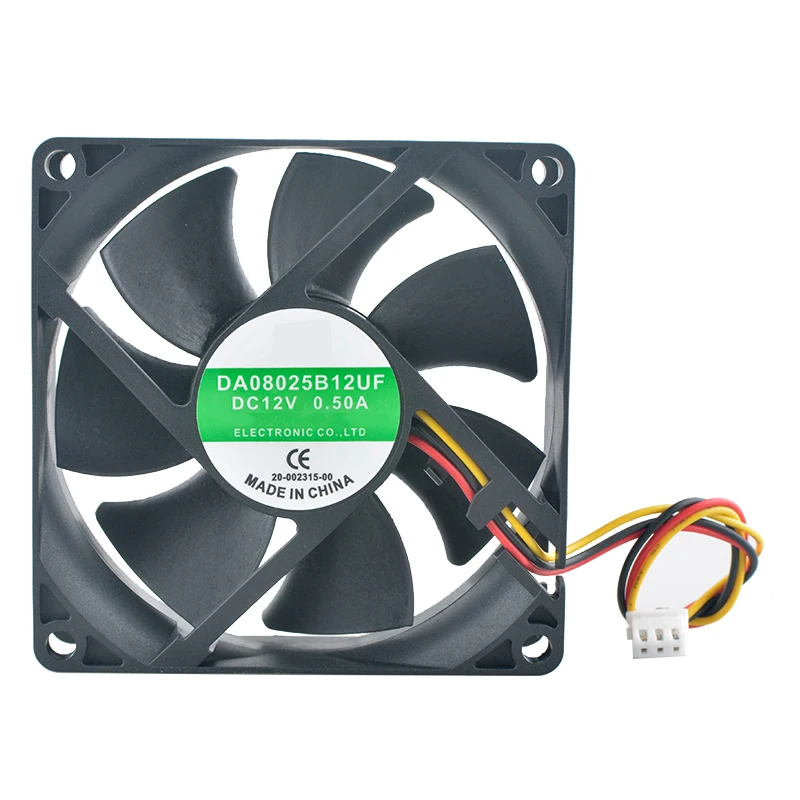 DA08025B12UF 8cm High Speed Axial Flow Cooling Fan 80mm DC12V 0.50A 3-Pin Fan for UPS Power Supply 80x80x25mm