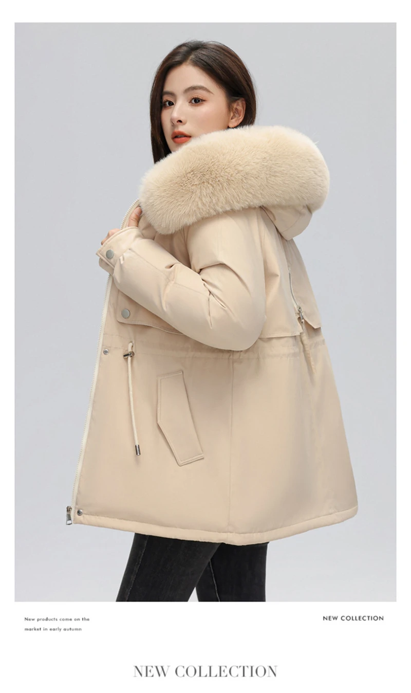 Winter Coat New Women's Thick Cotton Jacket Women's Medium Long Korean Version Fur Collar Coat Female Warm Parka Overcoat