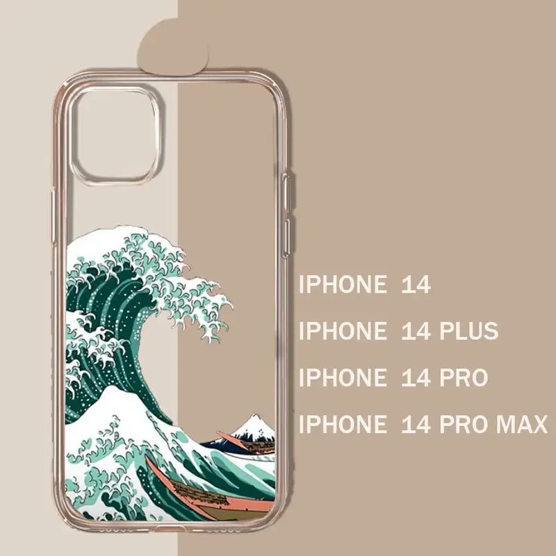 The Kanagawa surf  Great Blue Wave Phone Case Transparent soft For iphone 11 13 12 14 15 pro max mini plus