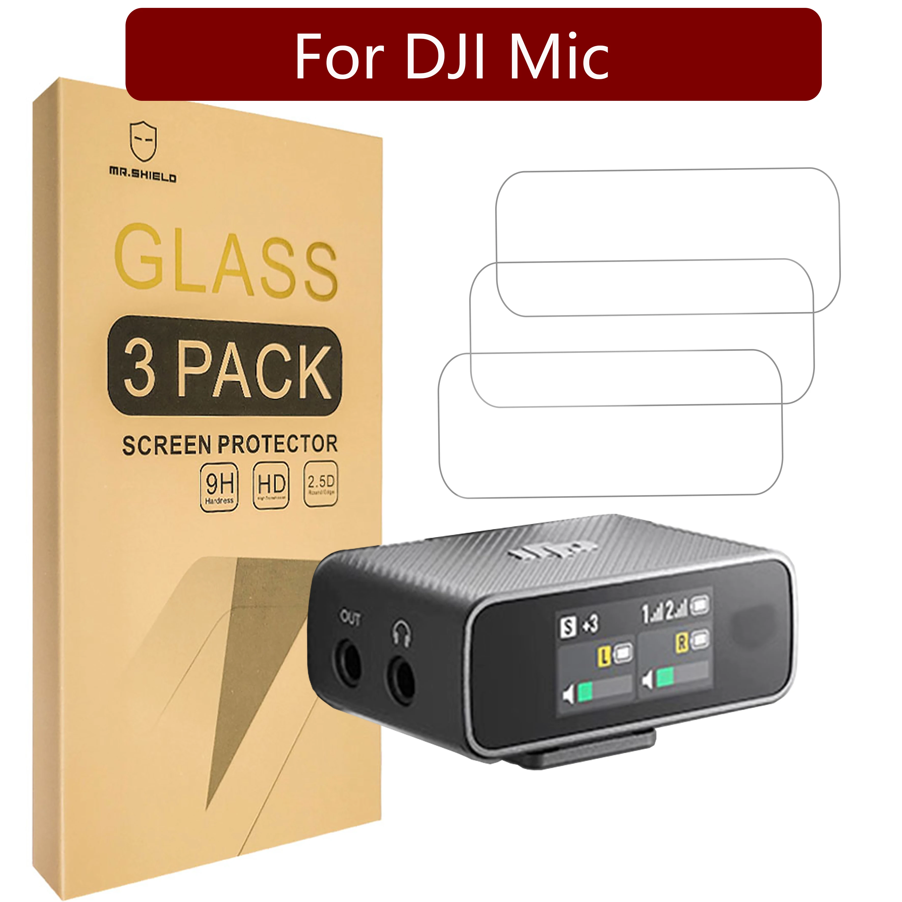 Mr.Shield Screen Protector compatible with DJI Mic [Tempered Glass] [3-Pack] [Japan Glass with 9H Hardness]