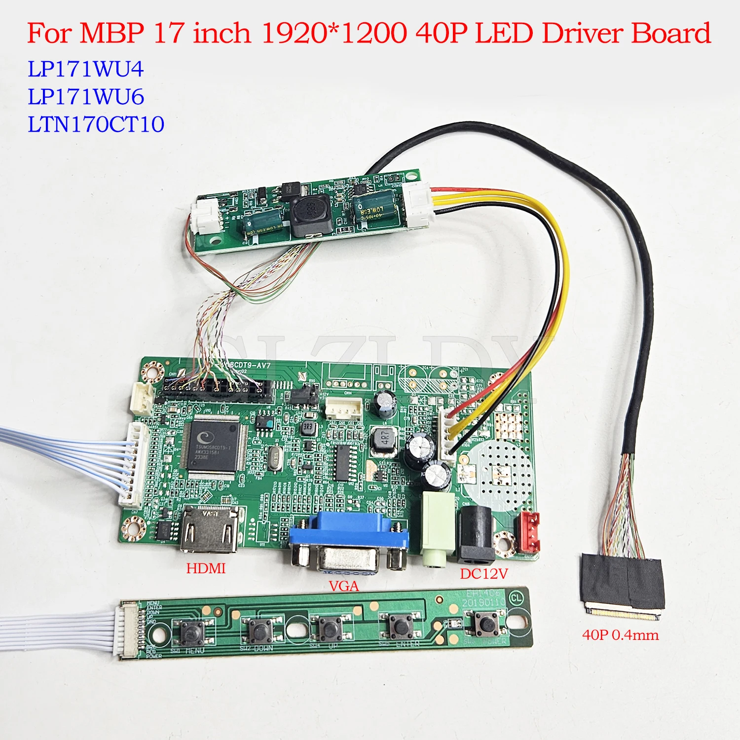 

LCD Controller Board for MBP A1286 A1287 17 inch 1920x1200 40P LTN170CT10 LP171WU4 LP171WU6 LED Screen HDMI VGA DIY Monitor
