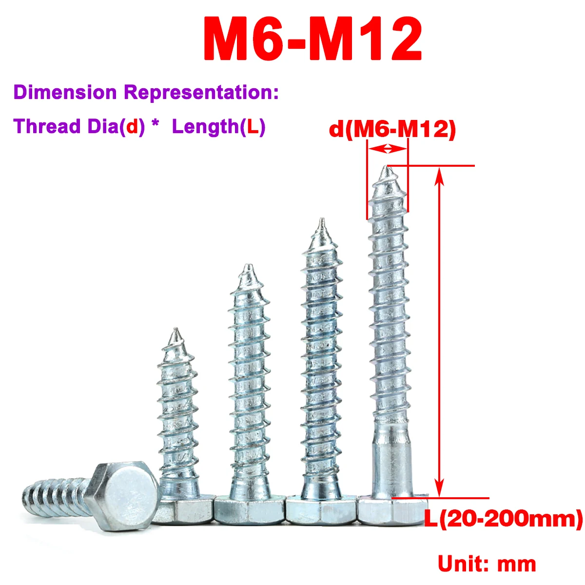 

Galvanized Outer Hexagon Self Tapping Screw / Extended Self Tapping Screw M6M8M10