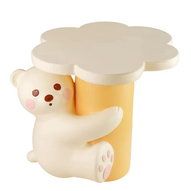 Cute bear holding resin fiberglass animal coffee table irregular shape hand-painted fashion coffee table living room home hotel