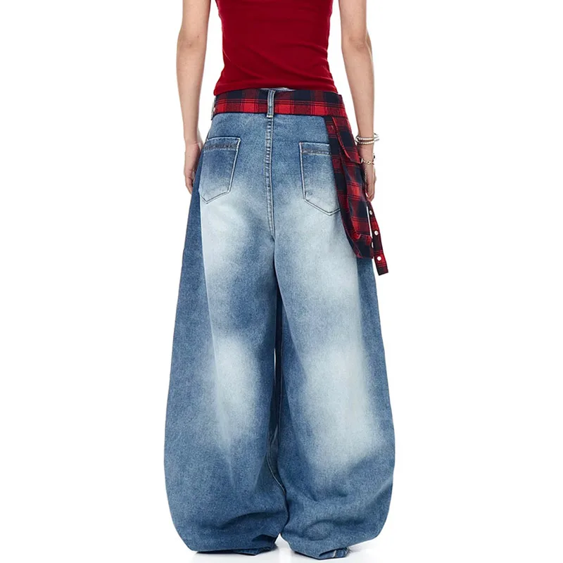 Vrouwen Vintage Blauwe Y2k Jeans Hip Pop Harajuku Wijde Pijpen Denim Broek Amerikaanse Retro Streetwear 2000s 90s Baggy Broek Kleding