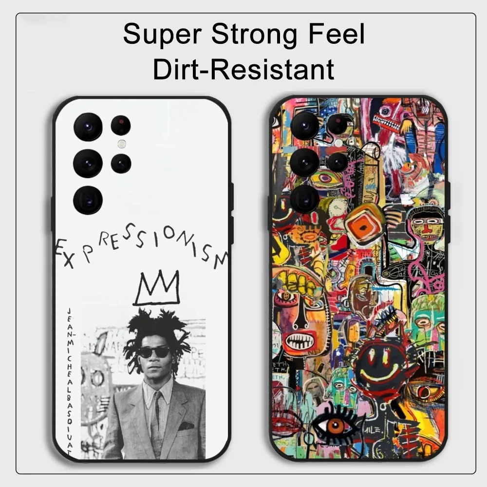 J-Jean-Michel B-Basquiat Art Phone Case  Samsung S series s20 s21 s22 s23 s24 FE Plus Ultra TPU Soft to Skin-friendly case