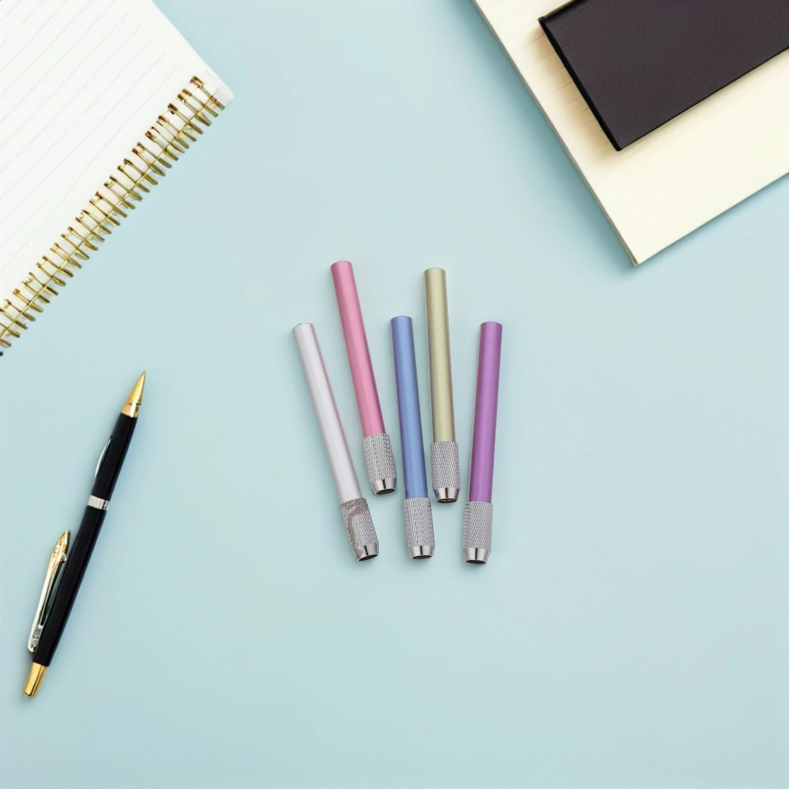 5 قطع من موسع أقلام الرصاص المعدنية للفنانين، حامل قضيب القلم خفيف الوزن وقابل للتعديل لأقلام الرصاص الملونة القصيرة وأداة الكتابة #5