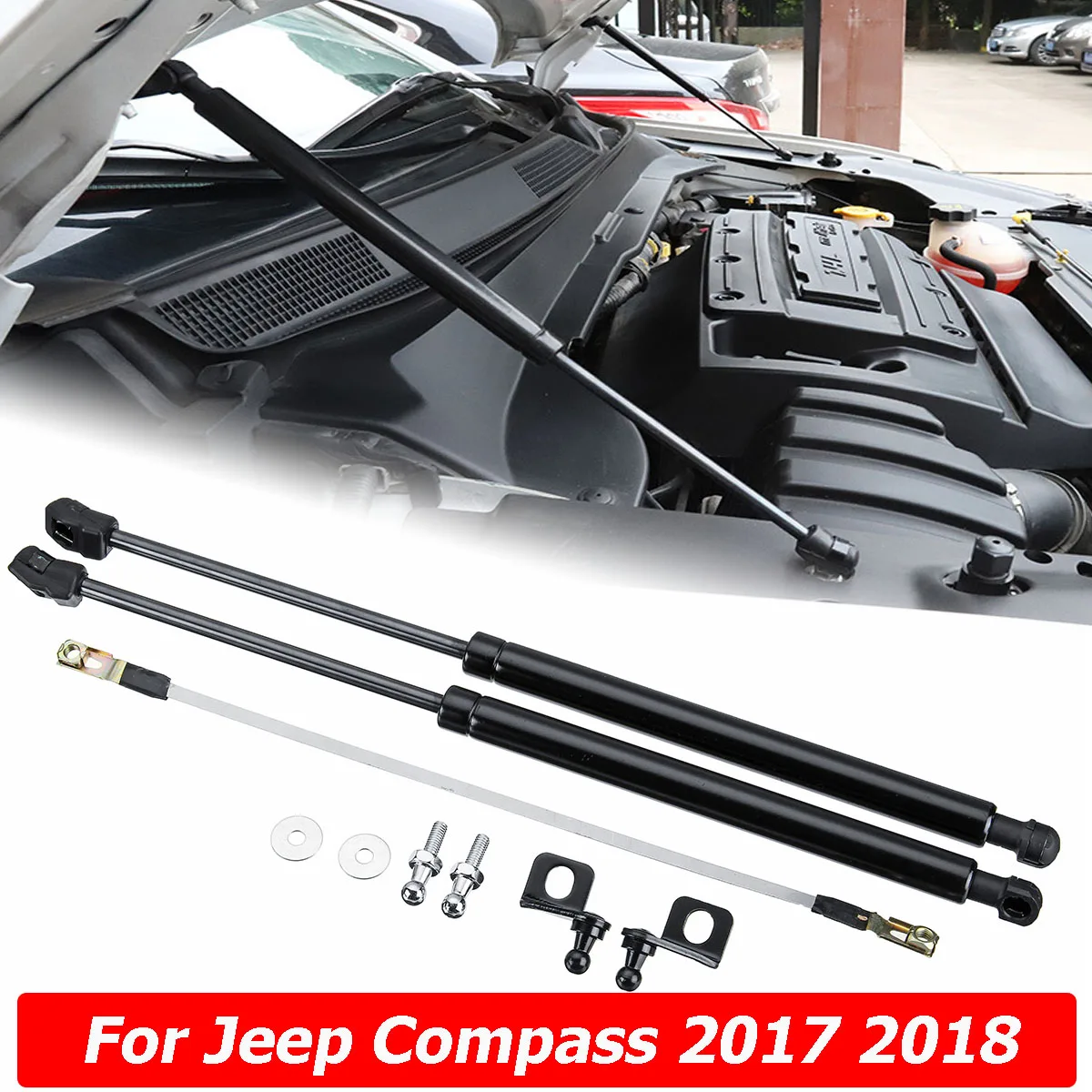 

Front Engine Hood Shock Support Lift Strut Bar Props Rod Arm Gas Spring Bracket For Jeep Compass 2017 2018 2019 Car Accessories