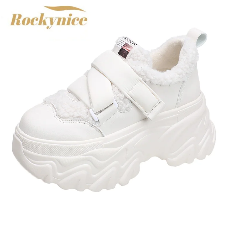 

Women's Winter Warm Chunky Sneakers Non Slip Platform Sport Shoes Woman 8CM Thick Sole Lace Up Casual Fur Shoes Zapatos De Mujer
