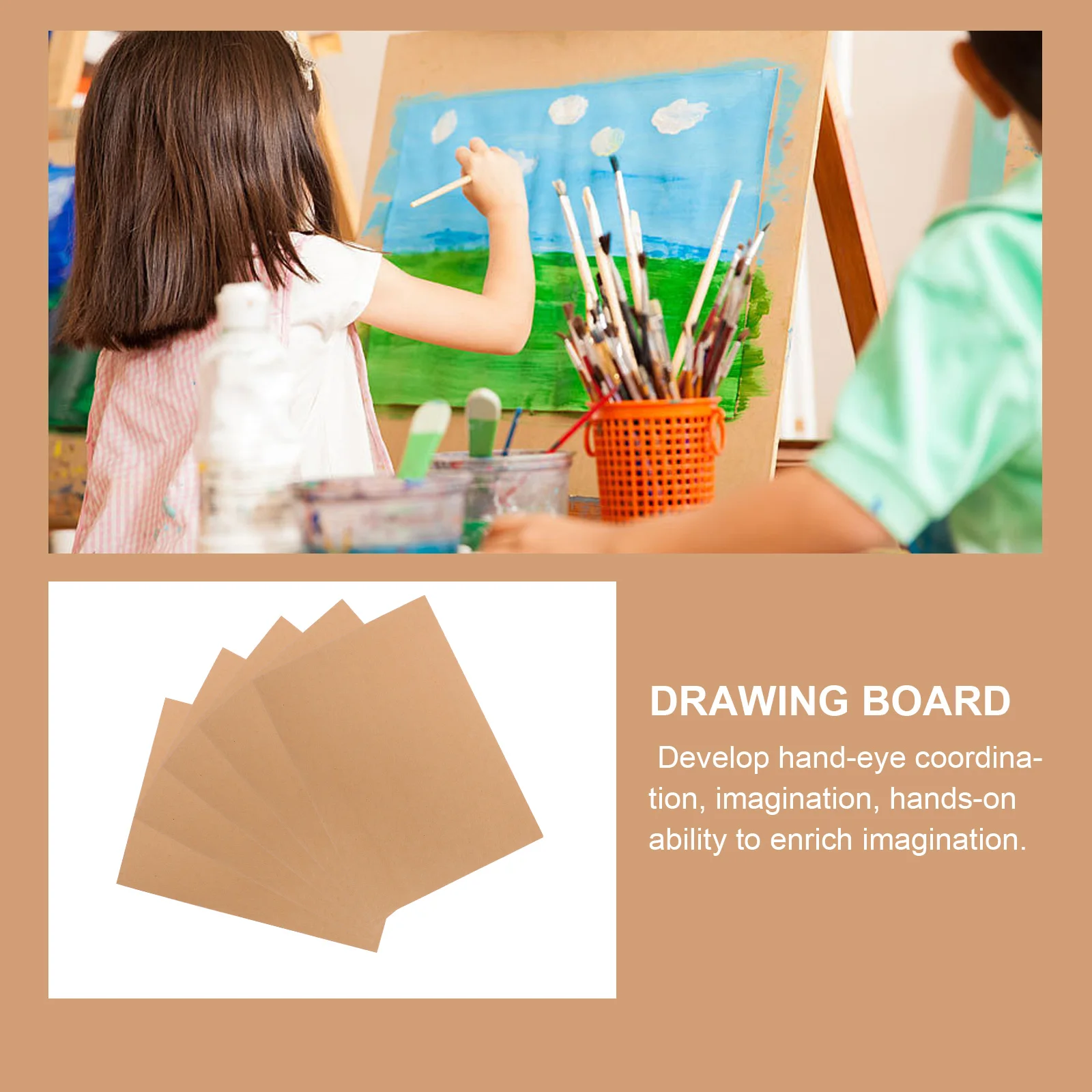 

Thick Kraft Paper Painting Sheets Mount Board Bulk Blank Sketch Drawing Papers For Oil Pastel Marker Art Cardstock