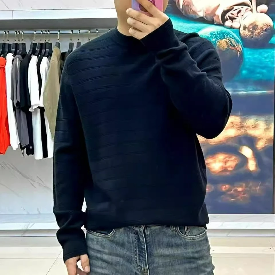 BC 가을 겨울 신상 자수 크루넥 니트 스웨터 남성용 올드 머니 스타일 다용도 긴팔 스웨터