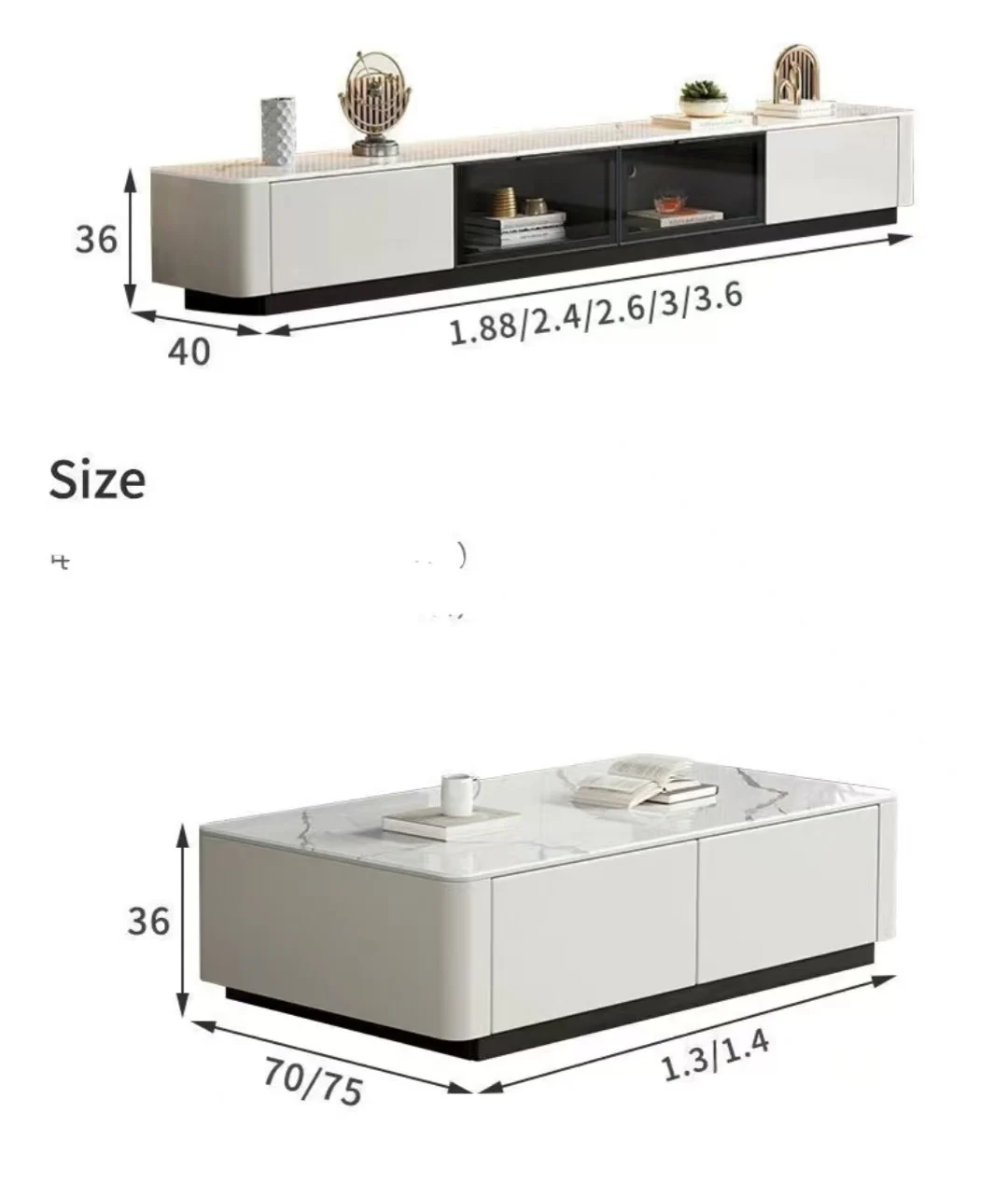 #￥Italian Luxury Style Extendable Modern Tv Stand Wooden Tv Rack Designs Coffee Table and Tv Stand Set for Living Room