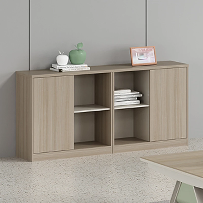 Home Office Wooden Low Storage Cabinet With Hinge Doors