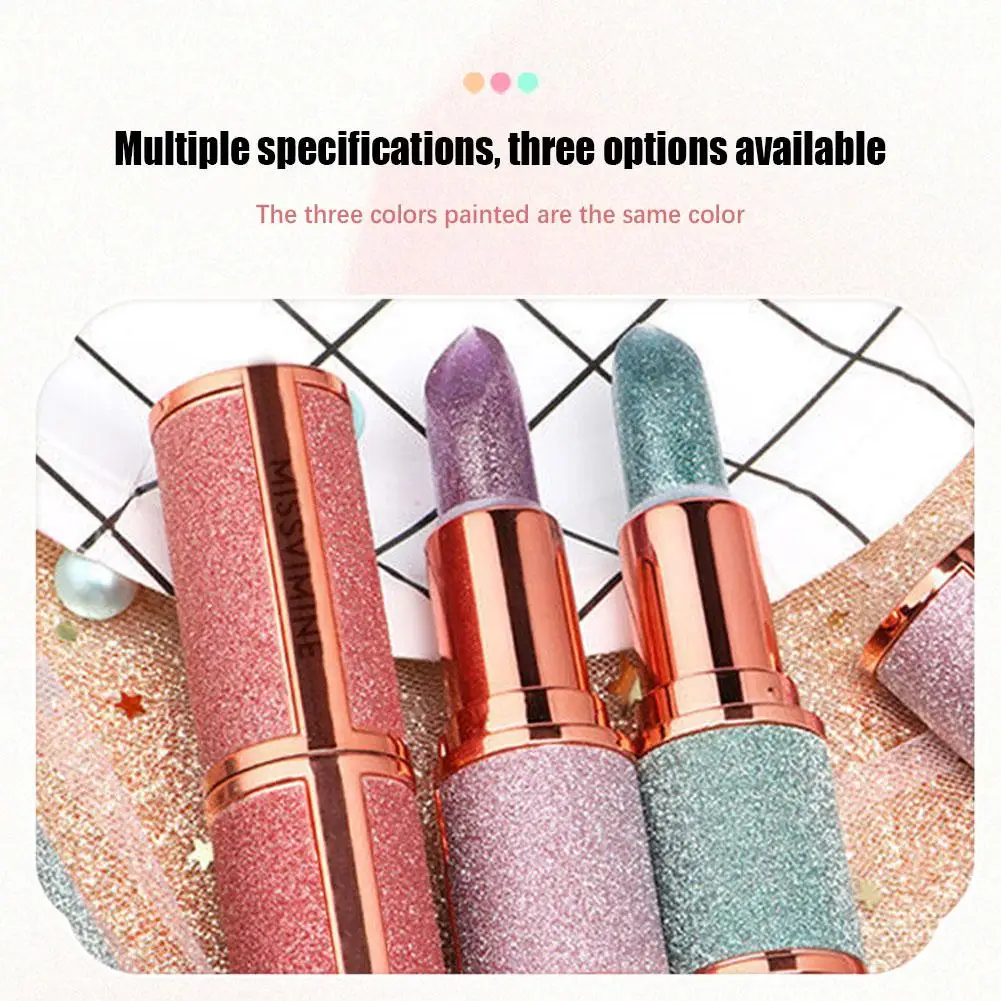 Starry Glitter Temperature Color Changing Lipstick Velvet Lips Makeup Long Matte Lasting Tint Waterproof Lip Moisturizi O2g6