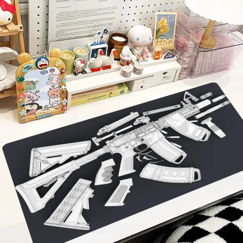 Tactical Modified M4 Rifle Line Drawing mousepad playmat laptop office desktop large size game card pad bedroom learning