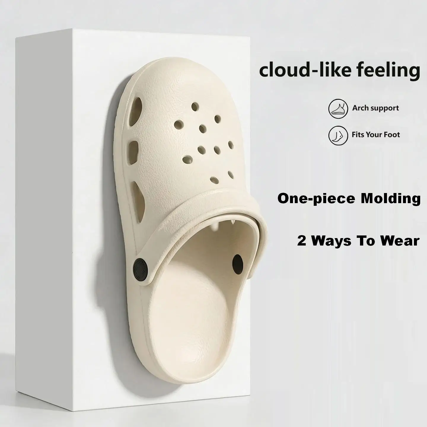 Summer Fashion Perforated Clogs One-piece Molded EVA Slippers 2 Ways Wear Soft Cloud Feel Non-slip Indoor Outdoor Garden Shoes