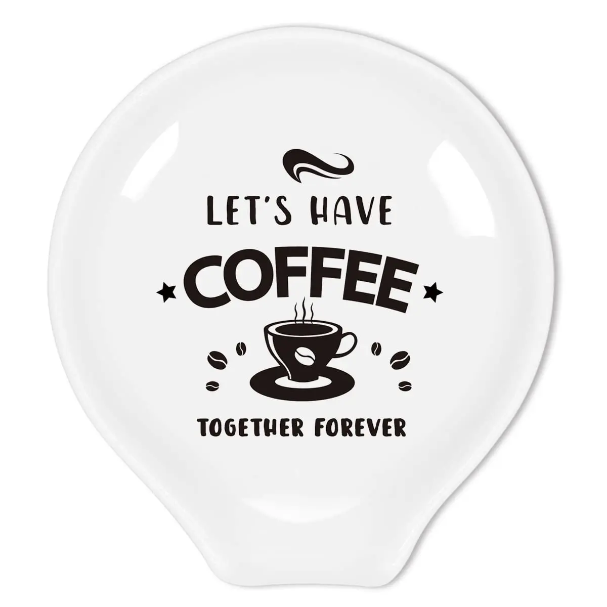 

Funny Coffee Spoon Holder-Ceramic Cafe Spoon Rest-Cafe Shop Bar Accessories-Let’s Have Coffee Together Forever Sign