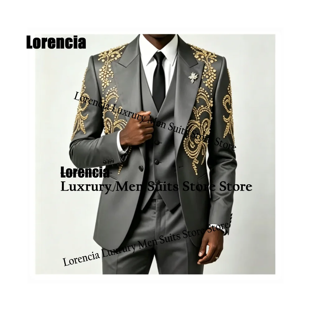 

Graceful Rhinestone Men Suit Sparkly Jewelry Embroidery Wedding Tuxedos Slim High Quality hombre 3 Pieces Sele Blazer Customized