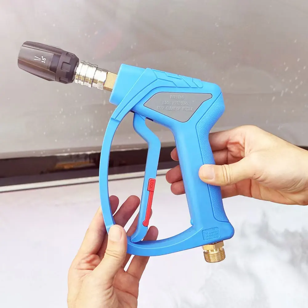 Blue Black High Pressure Spray Gun Stainless Steel Brass Water Gun Cleaning Short Gun with Nozzle for Nilfisk Parkside Lavor AR