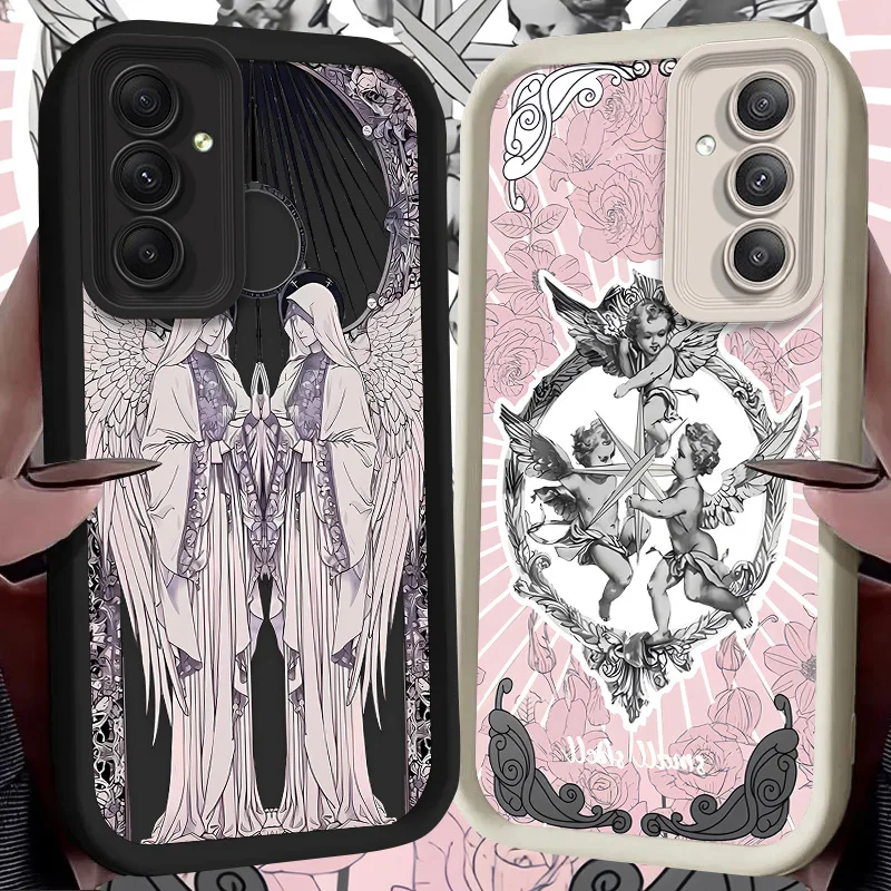 Middle Ages Retro Cupid Angel Case for Samsung Galaxy A35 A55 A15 A25 A16 A06 A05 A05S A24 A13 A23 A12 A22 A32 A52 A71 A51 4G