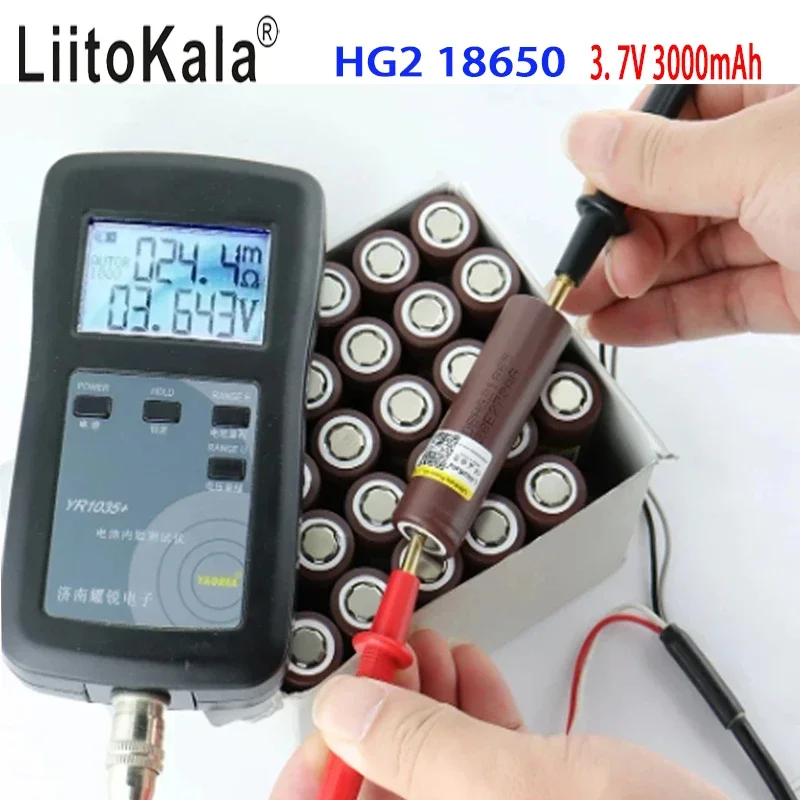 brand new 100% original LiitoKala 18650 battery，3.7v 18650 HG2 3000mAh lithium-ion rechargeable battery,continuous discharge 30A