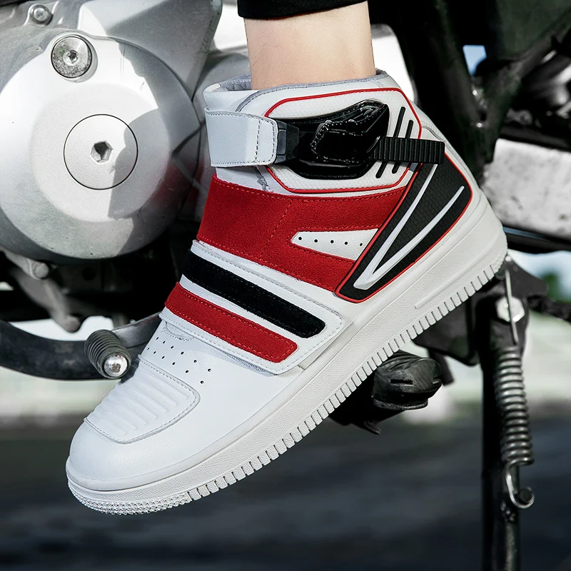 

Motorcycle protective boots men's thick soled cycling shoes four season height increasing anti fall travel riding boot equipment