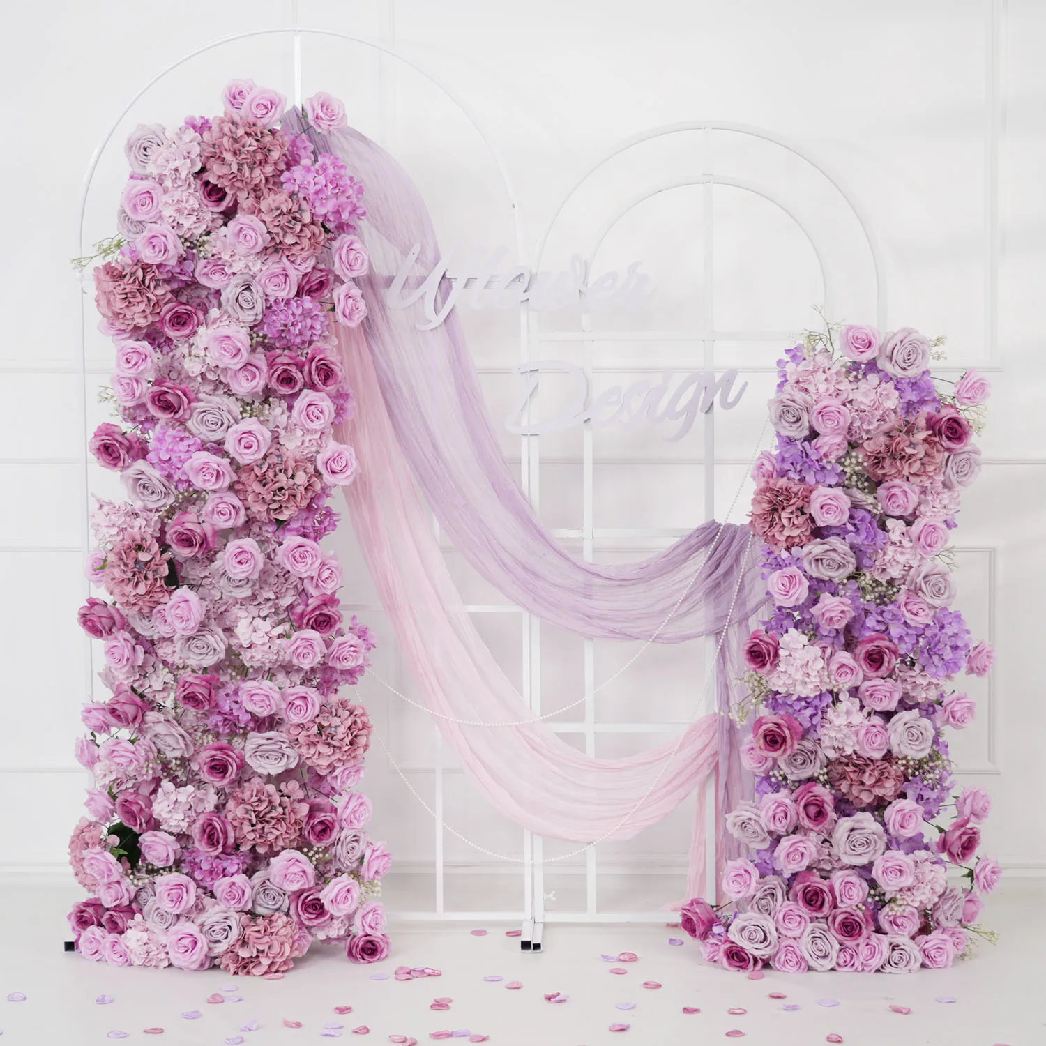 Luxury 5D Purple Series Rose hydrangea 5D Floral Arrangement Wedding Backdrop Arch Board Deco Floor Flower Row Runner Event