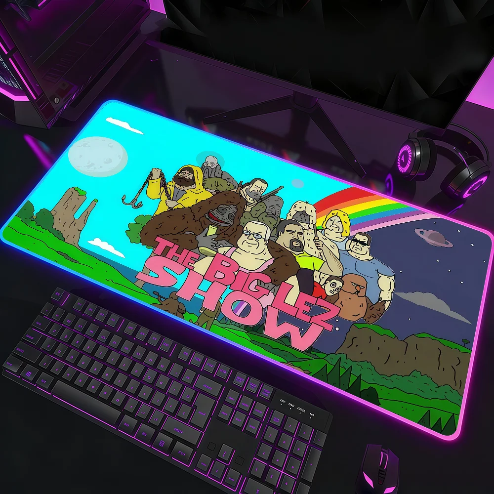 

Cartoon The Big Lez Show Mouse Pad Waterproof RGB LED Light Colorful Game Keyboard Non-slip Cover Desk-mat Surface