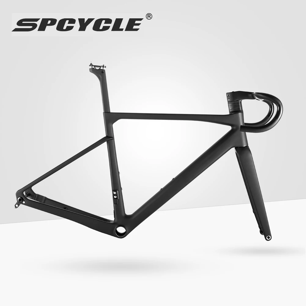 Spcycle 053D Full Hidden Cable 700C Carbon Road Bike Frame Max Tire 32C Disc Brake Road Bicycle Frameset With Handlebar