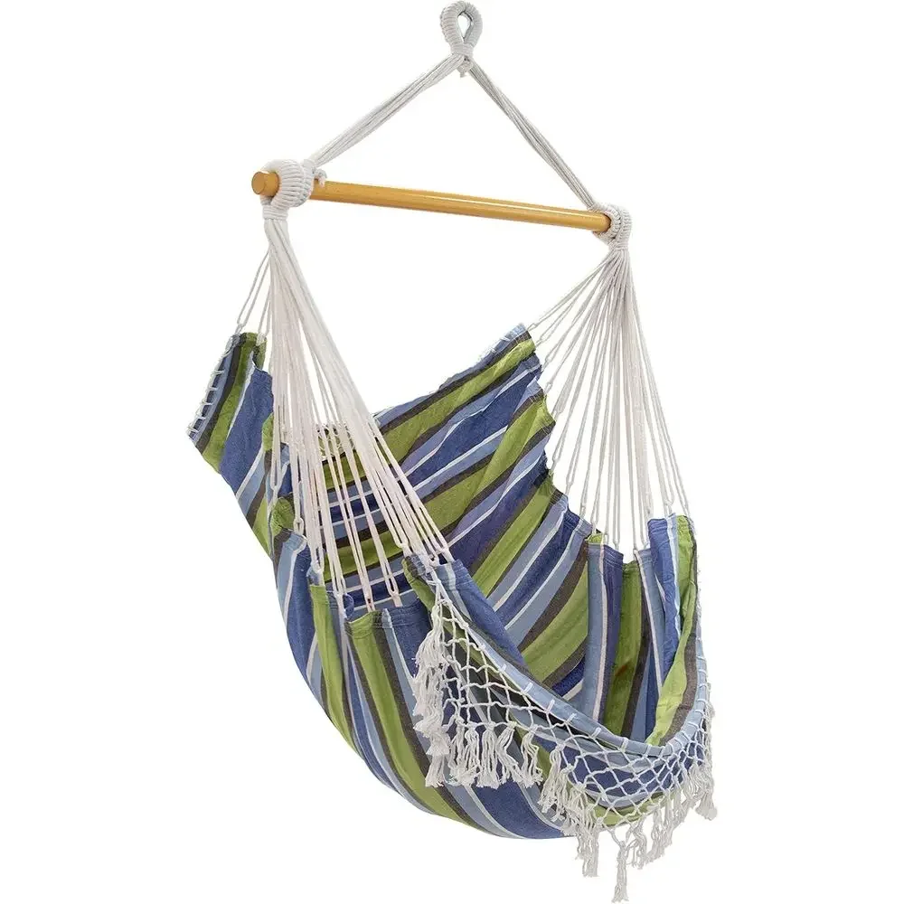 Cotton Hammock Chair with Polyester Ropes - 250 lbs Capacity
