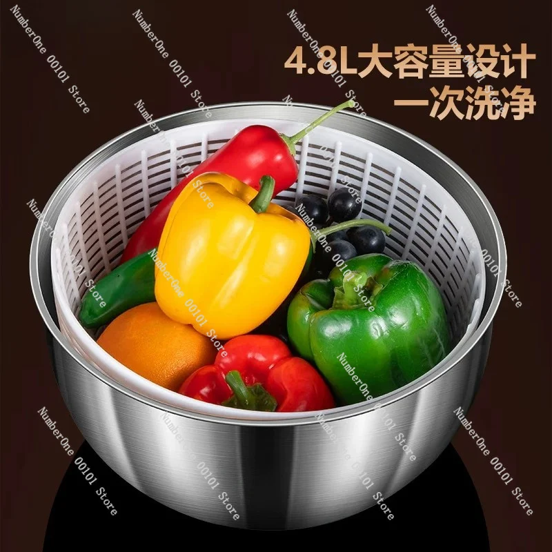304 Stainless Steel Electric Salad Spinner Vegetable Dryer Rechargeable Spin Dehydrator Kitchen Lettuce Colander