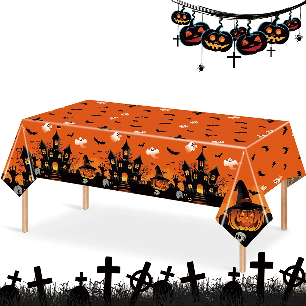 2pack/lot Fall Vinyl Tablecloth Adds Halloween Vibes To Party Time-saving Halloween Table Cloths