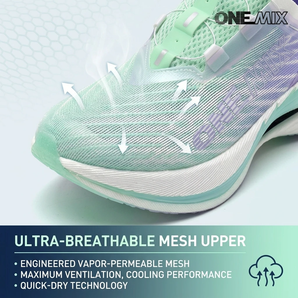 ONEMIX Lightweight Full Carbon Plate Running Shoes Featuring Knob Lace System for Optimal Support Breathability