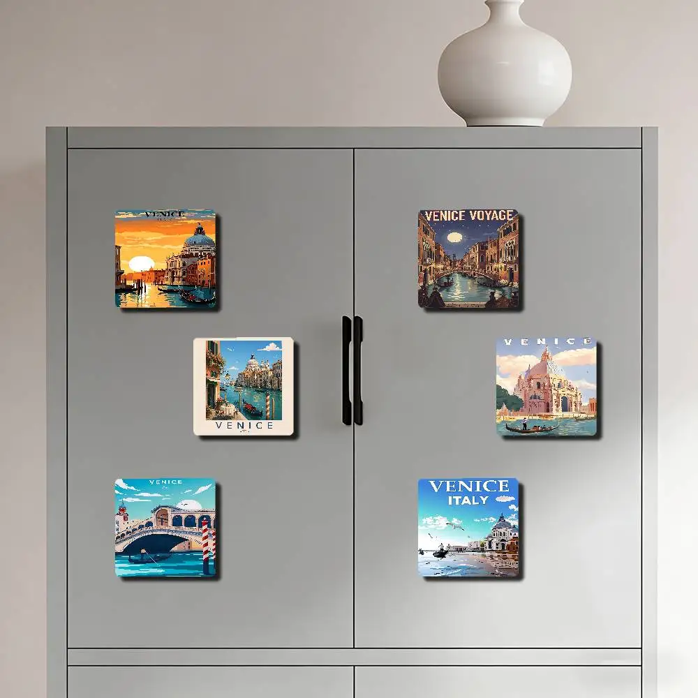 Venice Travel Square Refrigerator Magnet Personalized Creative Magnetic Stickers With Magnets