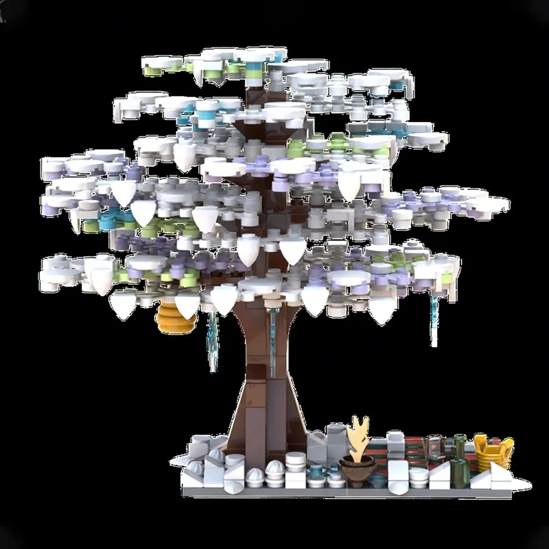 362 قطعة MOC إنه مجرد شجرة الشتاء المدينة نموذج بناء اللعب كتل العمارة لتقوم بها بنفسك هدايا عيد الميلاد فكرة التعليم عيد ميلاد