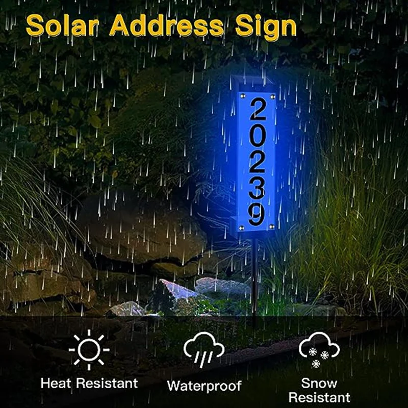 1Set Outdoor Solar House Number Plate Plug-In Door Plate Light Digital Waterproof Villa Address Sign Light Address Sign Light