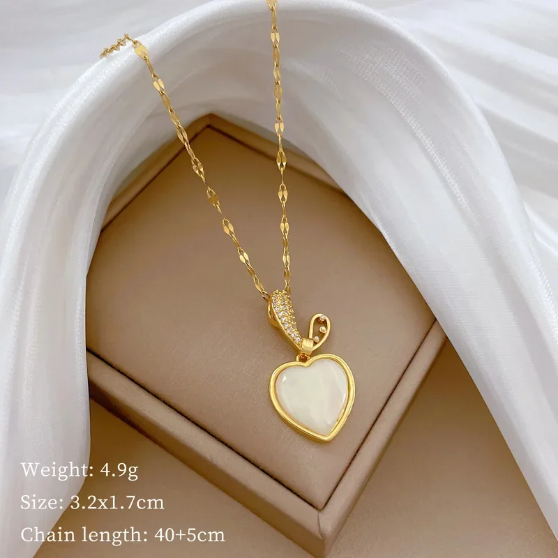 حالمة Moonstone الحب القلب قلادة قلادة للنساء الذهب اللون الفولاذ المقاوم للصدأ سلسلة لطيف أرنب مجوهرات اكسسوارات هدايا