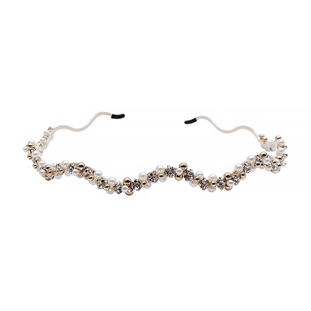 

Rhinestone Headband Hair Accessories Pearl Headbands for Women Girls Pearls Gem Elegant Wedding Party Banquet Daily Lightweight