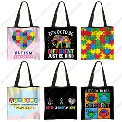 Torba na zakupy ze świadomością autyzmu torba na zakupy miłość potrzebuje żadne słowa torebki torba o dużej pojemności torba na zakupy