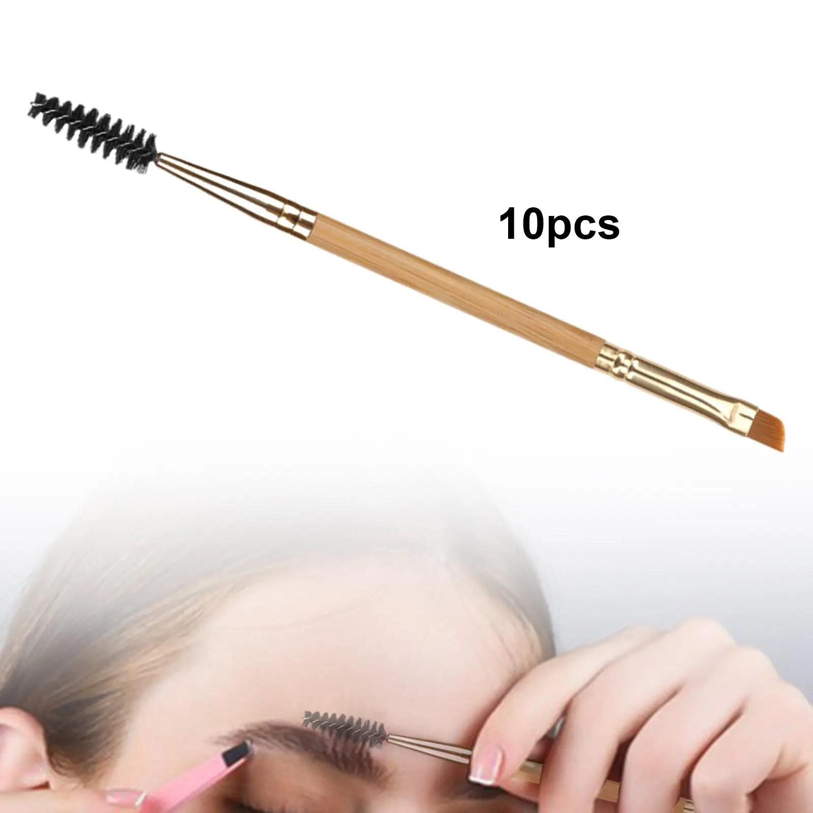 Pente de sobrancelha dupla face para mulheres e meninas, pincéis portáteis para cílios, pincel profissional, salão de beleza, pessoal, 10 pcs