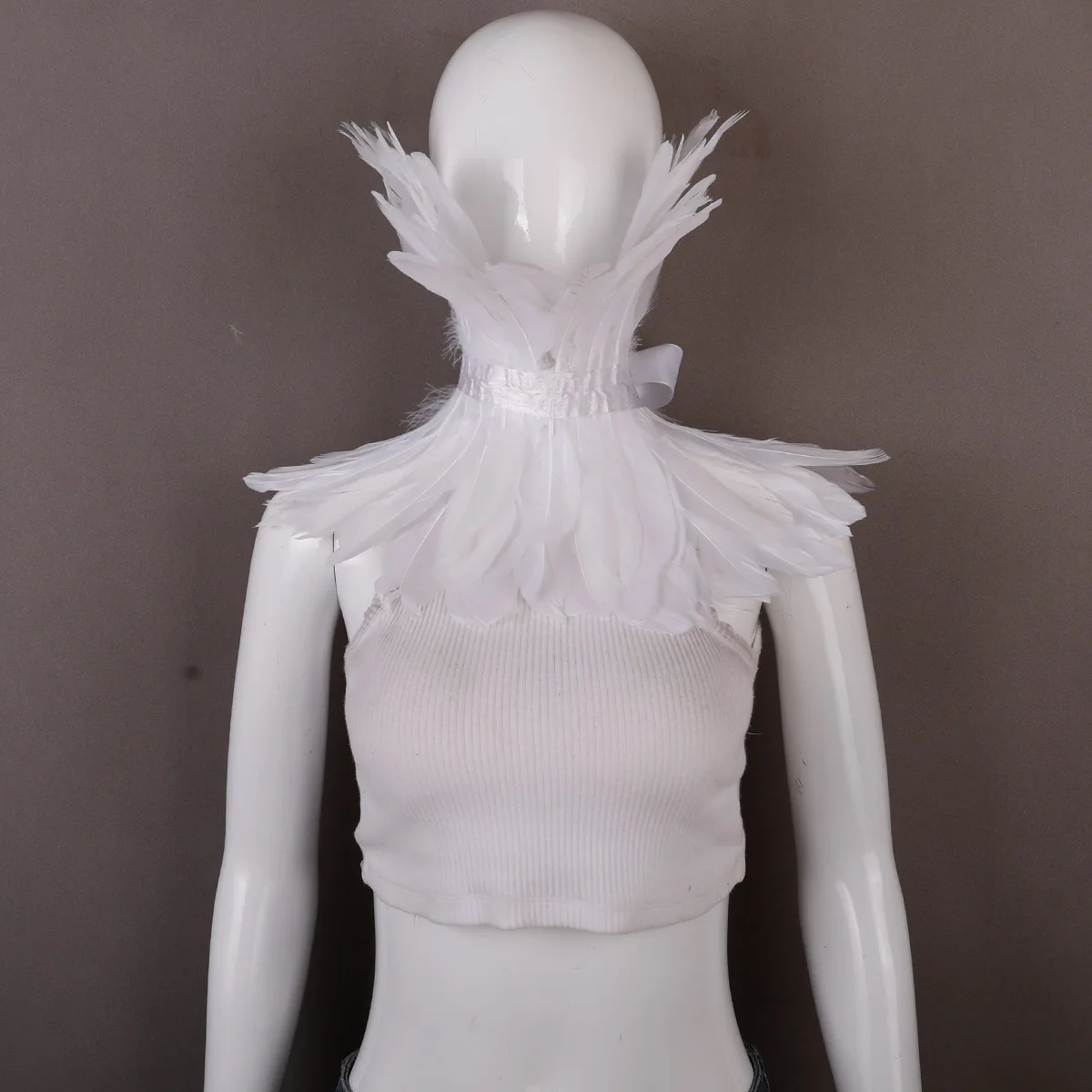 White Feather Cape Gothic Fluffy Shoulder Wrap Evening Party Cosplay Shawl Women Halloween Costume Feather Shoulder Scarf