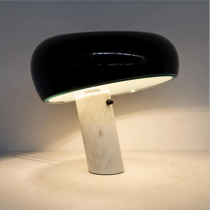 Mushroon Table Lamp Marble Kid Study LED Desk Light Household Black Night Bedside Living Bedroom Decorative Book Reading Light