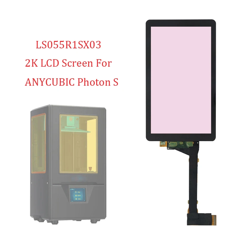 

Suitable For ANYCUBIC Photon S 3D Printer 2K LCD Screen With Glass 5.5 inch LS055R1SX03 No Backlight Light Curing Display Screen